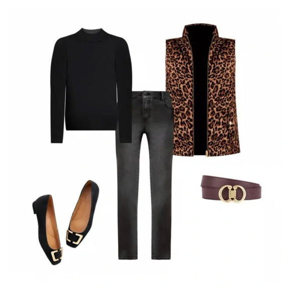 Talbots Reversible Quilted Vest Leopard/Black NWT Classic Winter Career Size 1XP - Picture 3 of 13